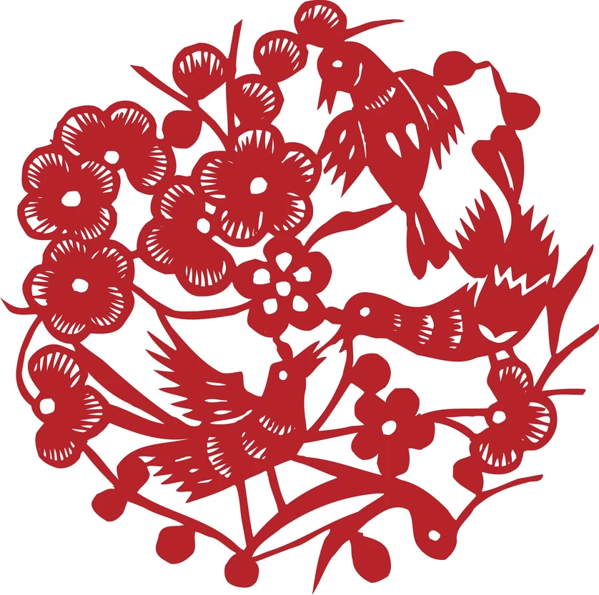 中国风传统民俗吉祥喜庆镂空剪纸窗花图案插画AI矢量PNG设计素材【258】